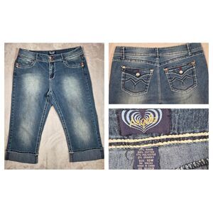 Angels Plus Size 18W Cropped Cuffed Jeans Flap Pocket Stretch